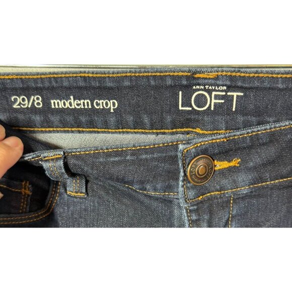 LOFT Modern Crop Jeans Womens 29/8 Dark Wash Carpi High Waist - Picture 9 of 11